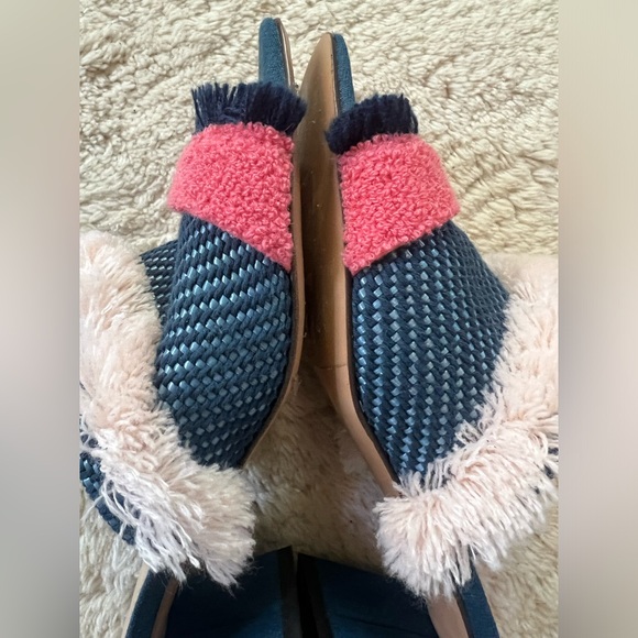 Charles & Keith Woven Fringe Mixed Media Slides Mules Heels Navy Red Pink 9 / 39 - Picture 7 of 12